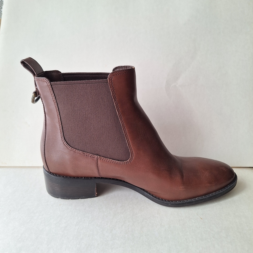 Cole Haan Waterproof Brown Leather Newburg Chelsea Boots Booties - Picture 2 of 13